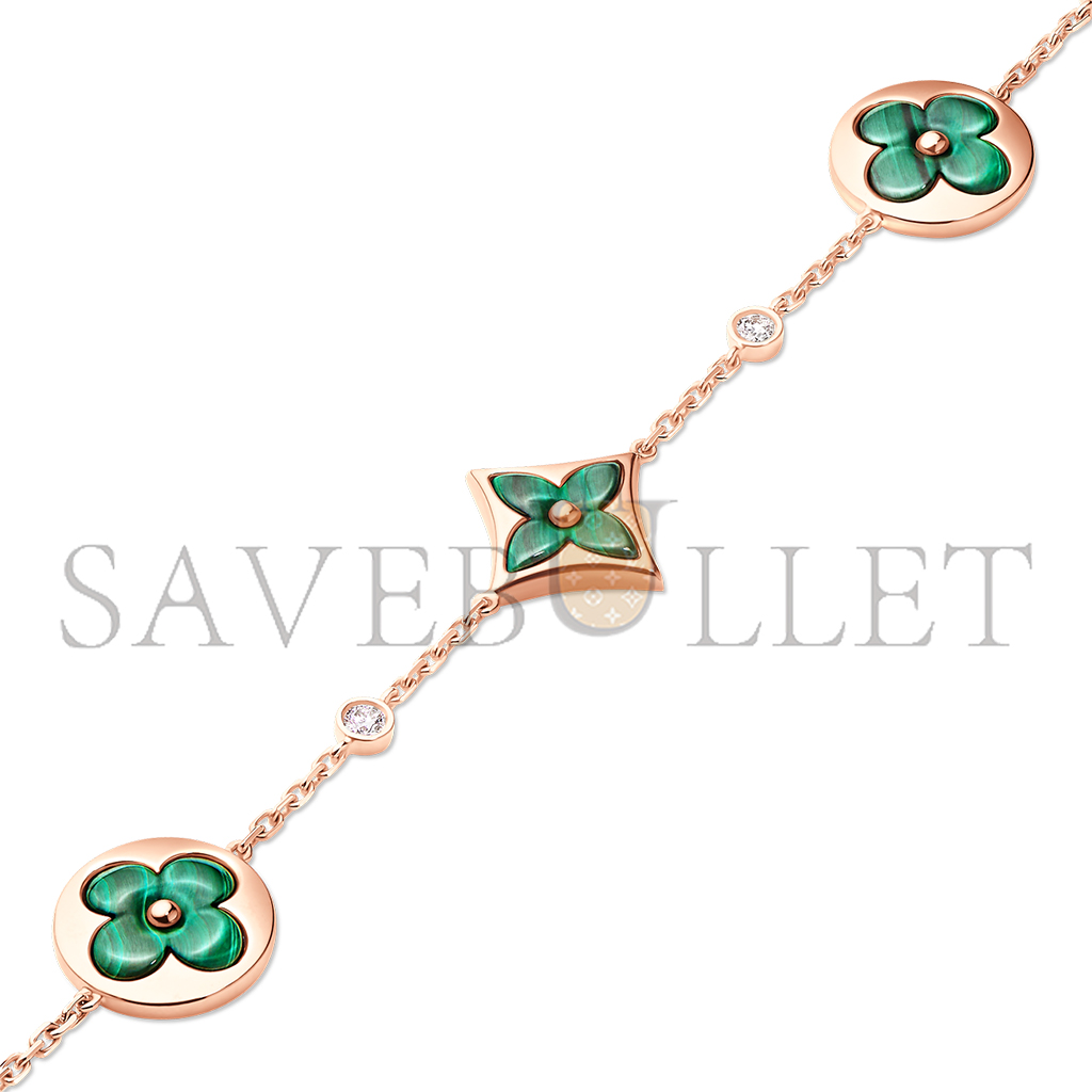 l**is V*t*n color blossom bb multi-motifs bracelet, pink gold, malachite and diamonds q95698